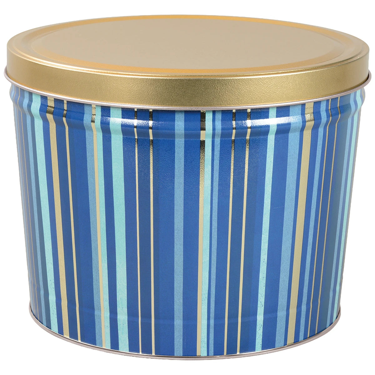 2 Gallon - Indigo Stripes 🟦 - Gourmet Popcorn Tin